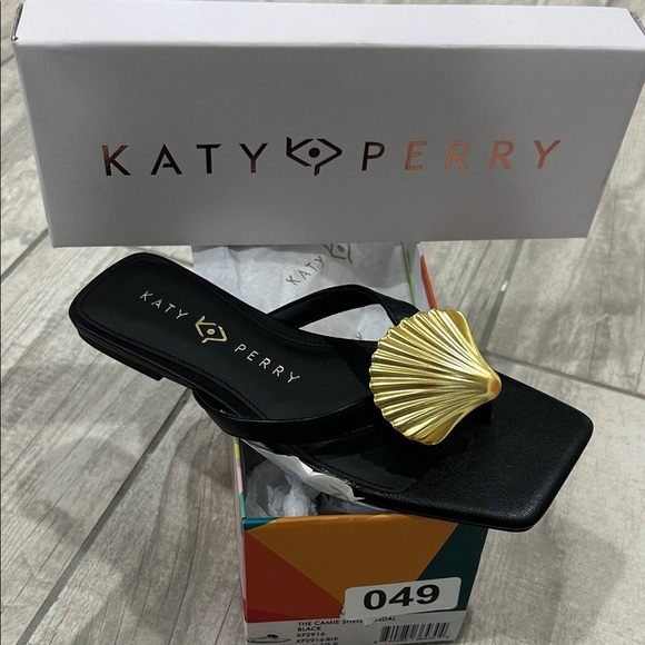 Katy Perry Collections Shoes - NWT-Katy Perry Collections The Camie Black Shell Sandals with Gold Shell Detail